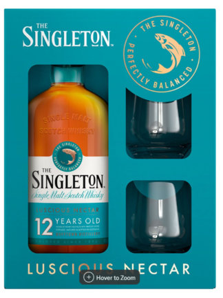Singleton of Dufftown 12 Year Old Single Malt with glass